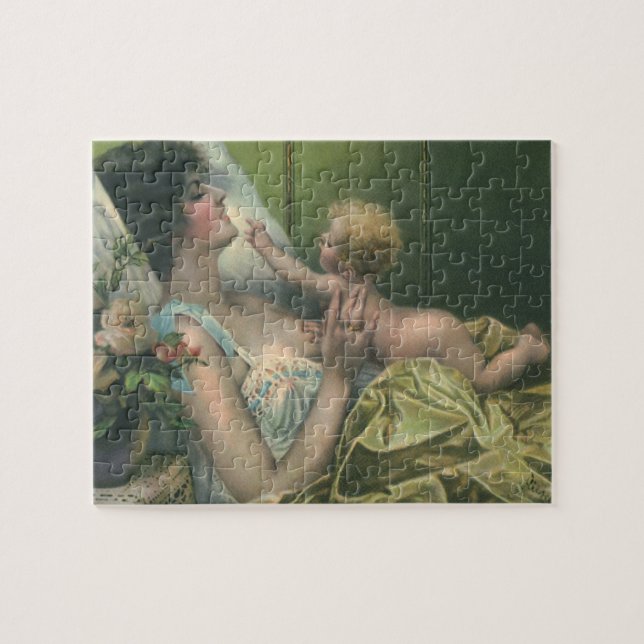 Puzzle Día de la Madre Victoriano Antiguo, Mamá con Bebé (Horizontal)