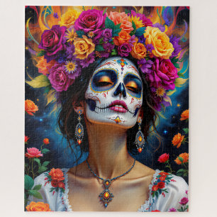 Puzzle Día de la mujer muerta de cráneo en traje
