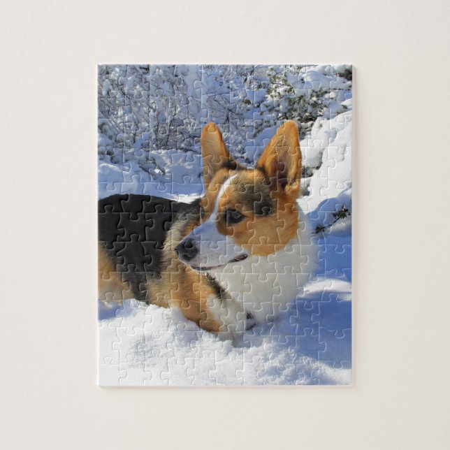 Puzzle Día de la nieve del Corgi Galés (Vertical)