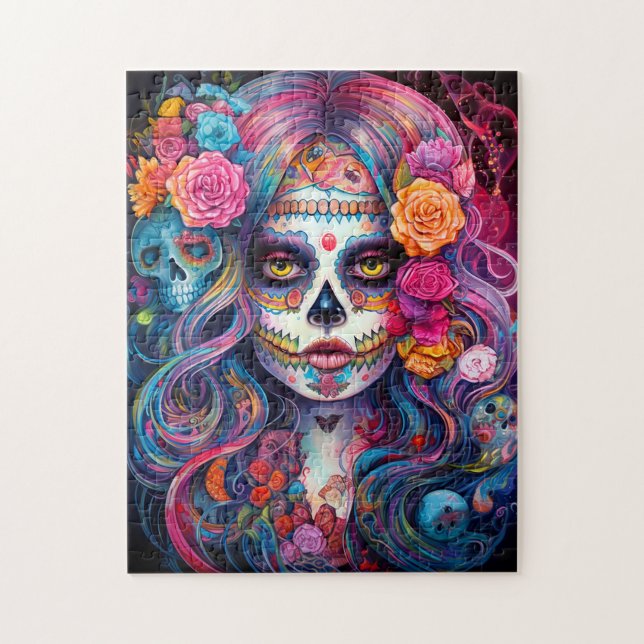 Puzzle Día De Los Muertos En El Chica De La Calavera Del  (Vertical)