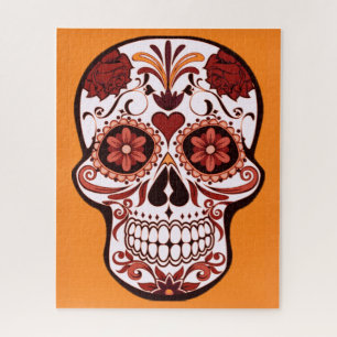 Puzzle Día de Muertos Arte de Cráneo de Azúcar Floral Nar