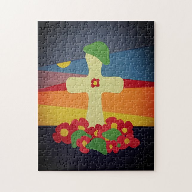 Puzzle Día de Recuerdo Caída Soldado Grave Poppies Rojos (Vertical)