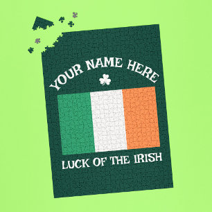 Puzzle Día de San Patricio Bandera de Irlanda Nombre Pers