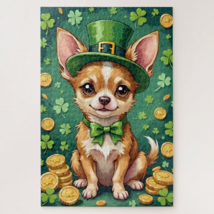 Puzzle Día de San Patricio Chihuahua Perro Afortunado Ado