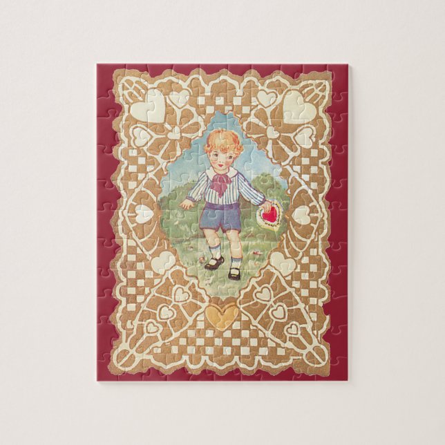 Puzzle Día de San Valentín antiguo, Niño lindo en la prad (Vertical)