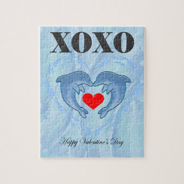 Puzzle Día de San Valentín de amor xoxo delfín (Vertical)