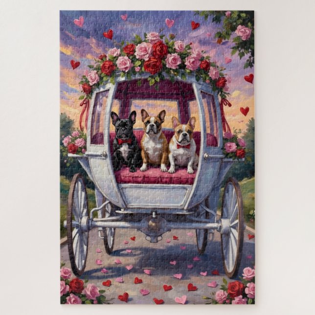 Puzzle Día de San Valentín de Bulldog Francés  (Vertical)