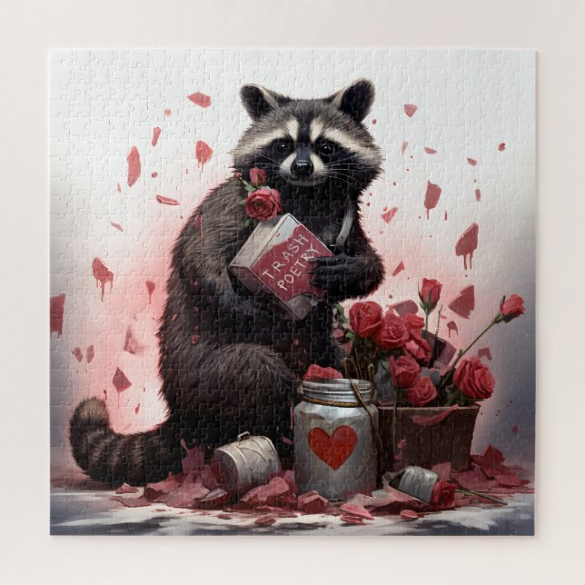 Puzzle Día de San Valentín de poesía de Raccoon basura (Vertical)