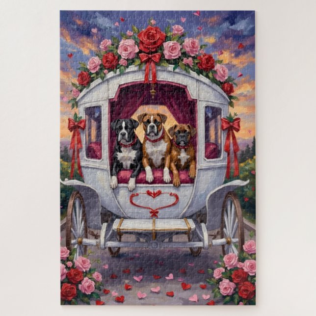 Puzzle Día de San Valentín del perro boxer  (Vertical)