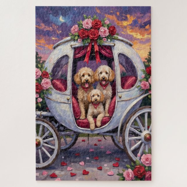 Puzzle Día de San Valentín del perro caniche  (Vertical)