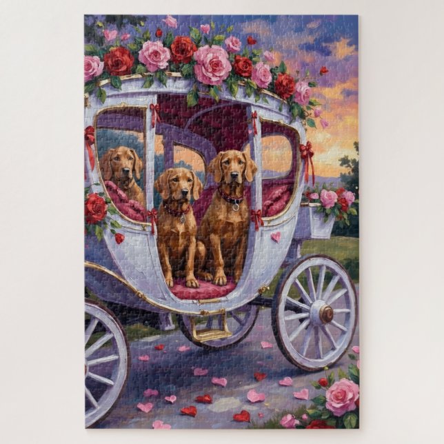 Puzzle Día de San Valentín del perro Vizsla (Vertical)