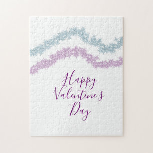 Puzzle día de San Valentín feliz destello brillo rosa azu