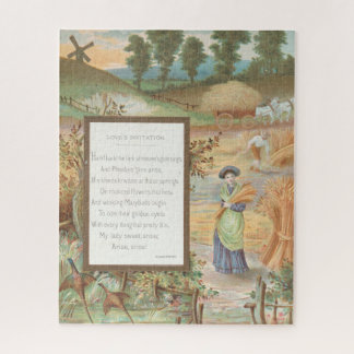 Puzzle Día de San Valentín Retro Vintage, paisaje rural d