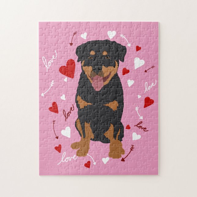 Puzzle Día de San Valentín Rottweiler (Vertical)