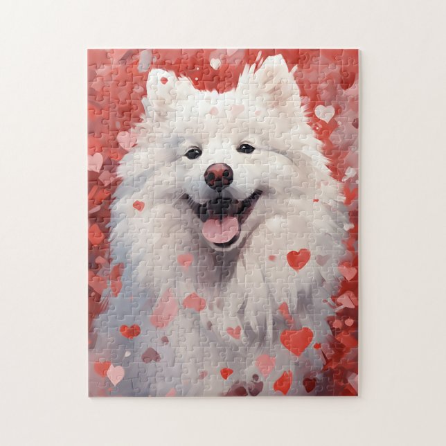 Puzzle Día de San Valentín Samoyed (Vertical)