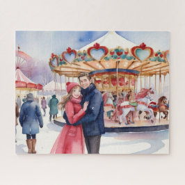 Puzzle Día de San Valentín Snowy Cute Pareja