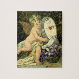 Puzzle Día de San Valentín Victoriano, pájaros de amor án