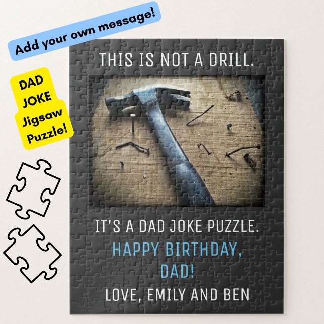 Puzzle Día del Padre Divertido Cumpleaños "No es una Brom (A funny Dad Joke pun jigsaw puzzle for your special father on his birthday. This is not a drill!)