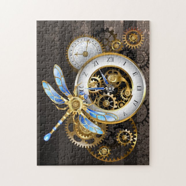 Puzzle Diales Steampunk con libélula (Vertical)