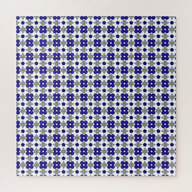 Puzzle Diamond Sapphire Gemstone Art, Azul (Vertical)
