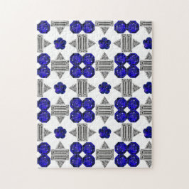 Puzzle Diamond Sapphire Gemstone Art, Azul