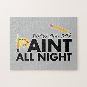 Puzzle Dibujar todo el día, Pintar toda la noche