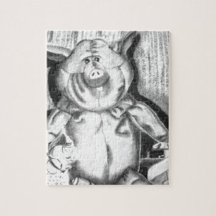 Puzzle Dibujo al carbón de animal de peluche cerdito
