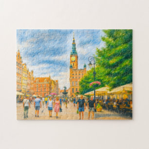 Puzzle Dibujo al pastel del Mercado Largo de Danzig con i
