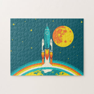 Puzzle Dibujo animado de cohete espacial lindo