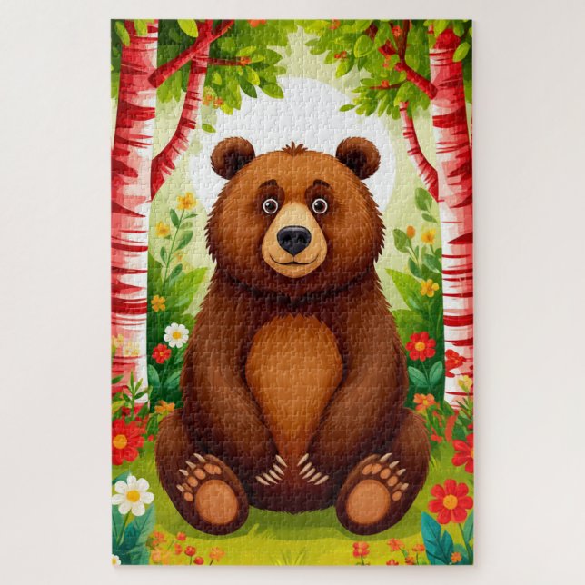 Puzzle Dibujo animado de oso pardo lindo (Vertical)