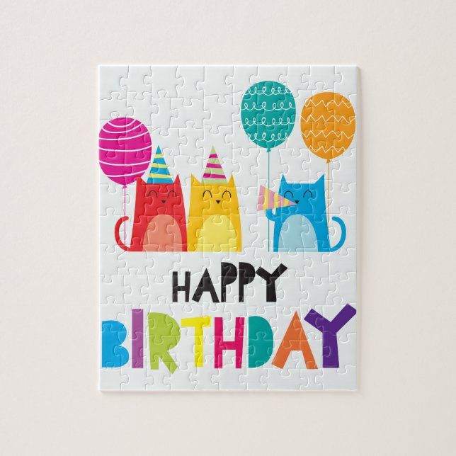 Puzzle Dibujo animado del feliz cumpleaños (Vertical)