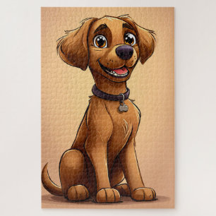Puzzle Dibujo Animado Divertido Perro Lindo Amante de Mas