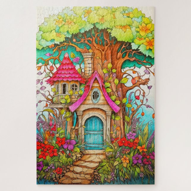 Puzzle Dibujo de árbol de hongos mágicos (Vertical)