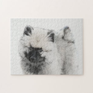 Puzzle Dibujo de cachorros de Keeshond - Arte de perros o