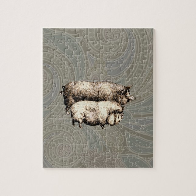 Puzzle Dibujo de cerdos antiguos (Vertical)
