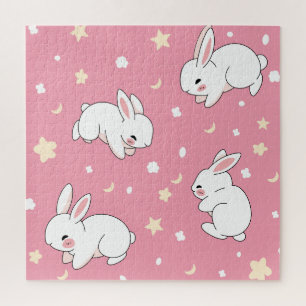 Puzzle Dibujo de conejo kawaii rosa lindo