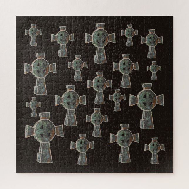 Puzzle Dibujo de cruz de piedra de la cabeza de jardín gó (Vertical)