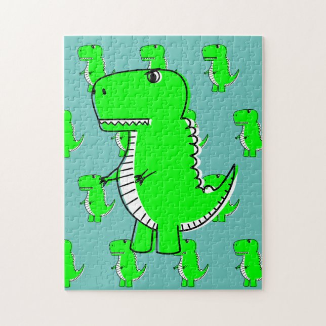 Puzzle Dibujo de dinosaurios verdes (Vertical)