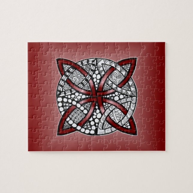 Puzzle Dibujo de Doodle Rojo de Knot Celtic (Horizontal)