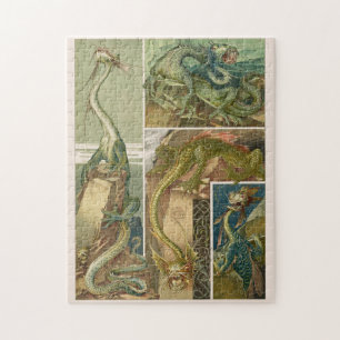 Puzzle Dibujo de dragones, novela de arte de Anton Seder 
