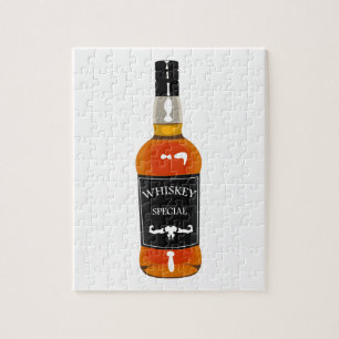 Puzzle Dibujo de la botella de whisky aislado en