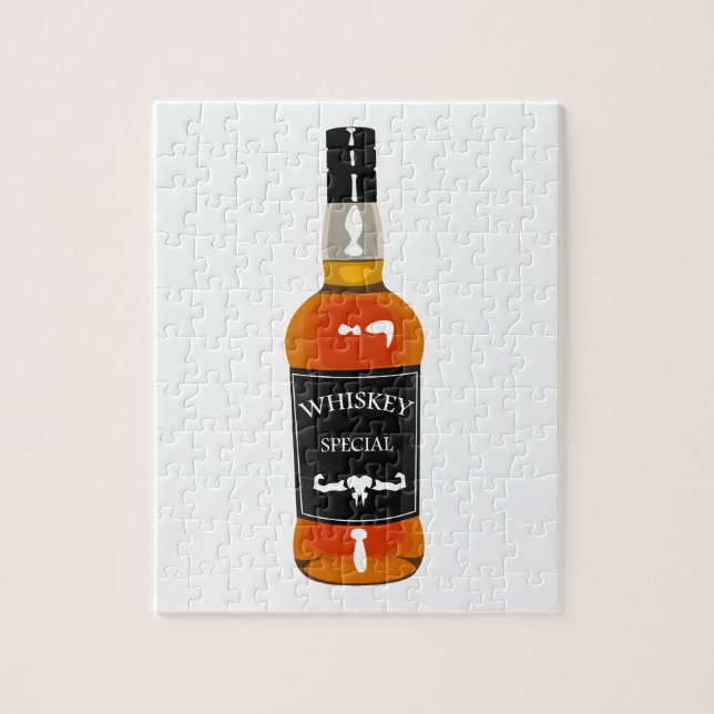 Puzzle Dibujo de la botella de whisky aislado en (Vertical)