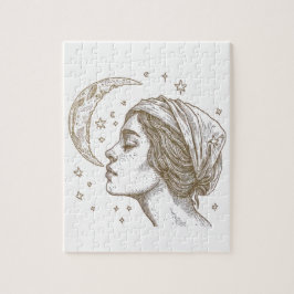 Puzzle Dibujo de la mujer y la luna