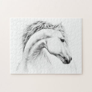 Puzzle Dibujo de lápiz de retrato de caballo Arte ecuestr