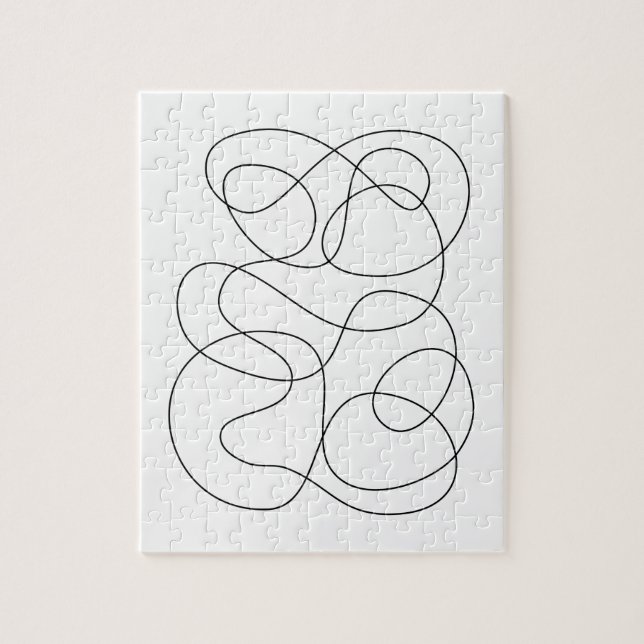 Puzzle Dibujo de líneas abstractas contemporáneas en blan (Vertical)