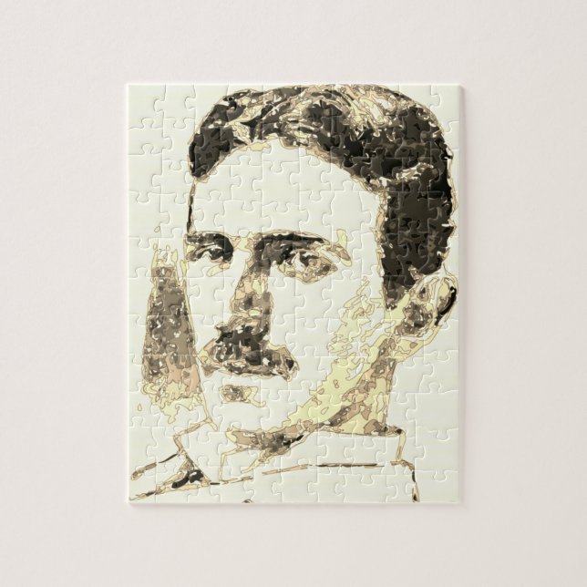 Puzzle Dibujo De Nikola Tesla En Sepia (Vertical)