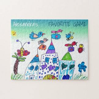 Puzzle Dibujo de niño, juego favorito colorido, nombre