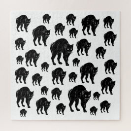 Puzzle Dibujo de silueta de gato negro de Halloween