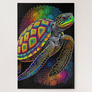 Puzzle Dibujo de tiza colorida tortuga marina