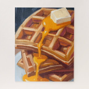 Puzzle Dibujo en acuarela del desayuno de jarabe de waffl